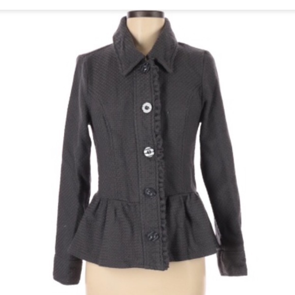 Decree grey woven button down peplum jacket - Picture 1 of 12